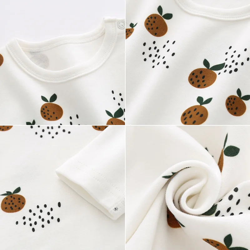 Organic Cotton Bay Boys Girl Shirt Toddler Children Clothes Fruit Pattern Short Sleeve Tops T-shirt Baby Kids Infant Outfits