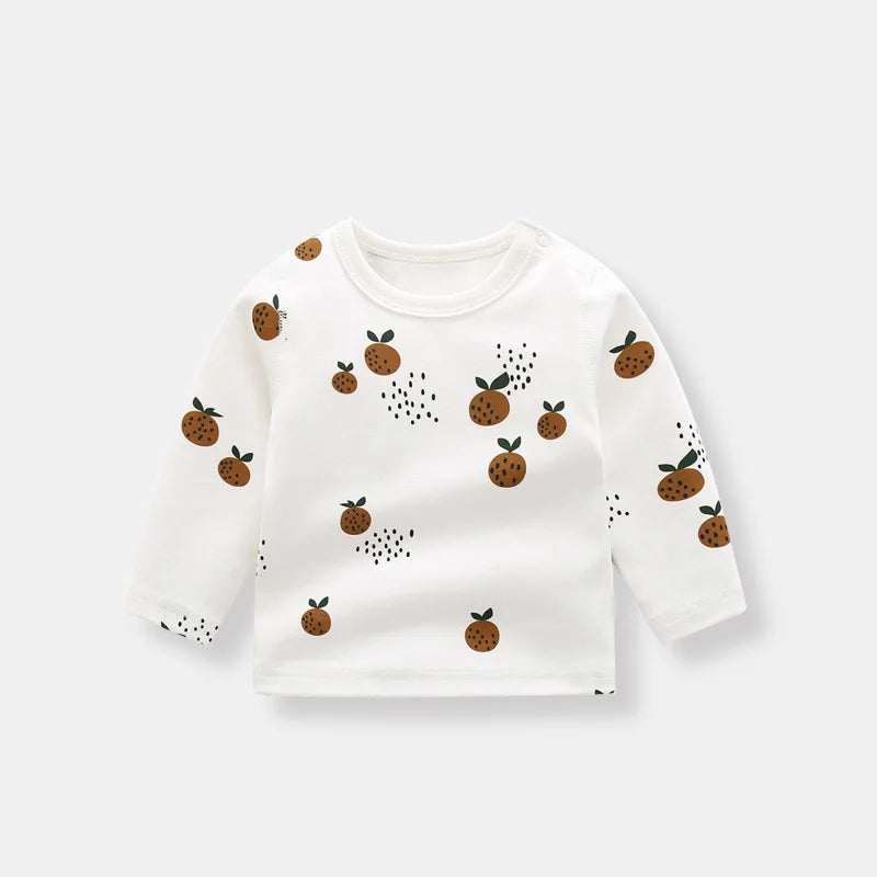 Organic Cotton Bay Boys Girl Shirt Toddler Children Clothes Fruit Pattern Short Sleeve Tops T-shirt Baby Kids Infant Outfits