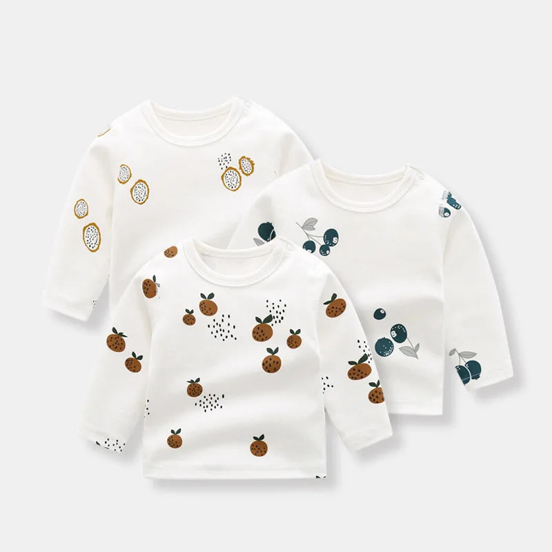 Organic Cotton Bay Boys Girl Shirt Toddler Children Clothes Fruit Pattern Short Sleeve Tops T-shirt Baby Kids Infant Outfits