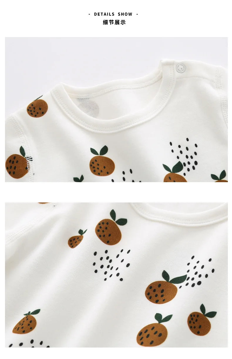 Organic Cotton Bay Boys Girl Shirt Toddler Children Clothes Fruit Pattern Short Sleeve Tops T-shirt Baby Kids Infant Outfits