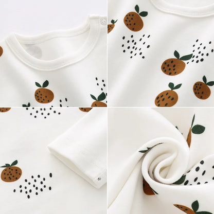 Organic Cotton Bay Boys Girl Shirt Toddler Children Clothes Fruit Pattern Short Sleeve Tops T-shirt Baby Kids Infant Outfits