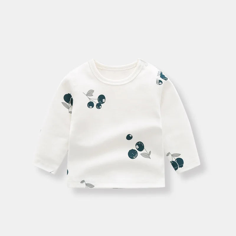 Organic Cotton Bay Boys Girl Shirt Toddler Children Clothes Fruit Pattern Short Sleeve Tops T-shirt Baby Kids Infant Outfits