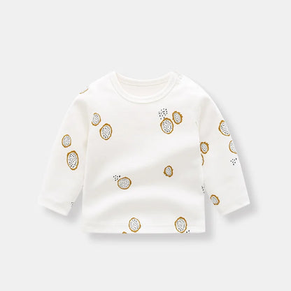 Organic Cotton Bay Boys Girl Shirt Toddler Children Clothes Fruit Pattern Short Sleeve Tops T-shirt Baby Kids Infant Outfits