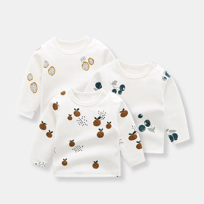 Organic Cotton Bay Boys Girl Shirt Toddler Children Clothes Fruit Pattern Short Sleeve Tops T-shirt Baby Kids Infant Outfits